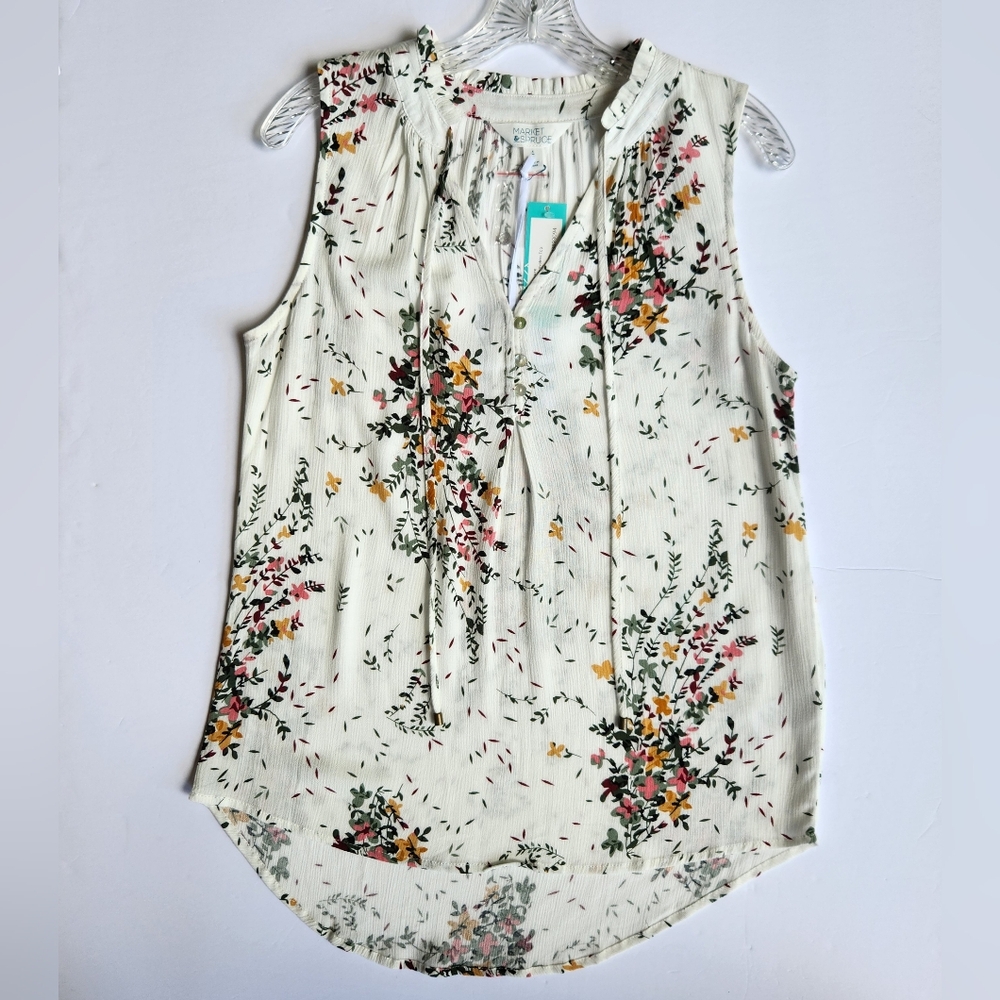 Market & Spruce Ava Tie Neck Sleeveless Top Size Small NEW